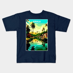 Kerala India Resort Vintage Advertising Travel Print Kids T-Shirt